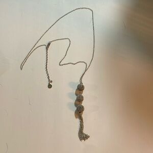 Chicos long long silver dangly necklace